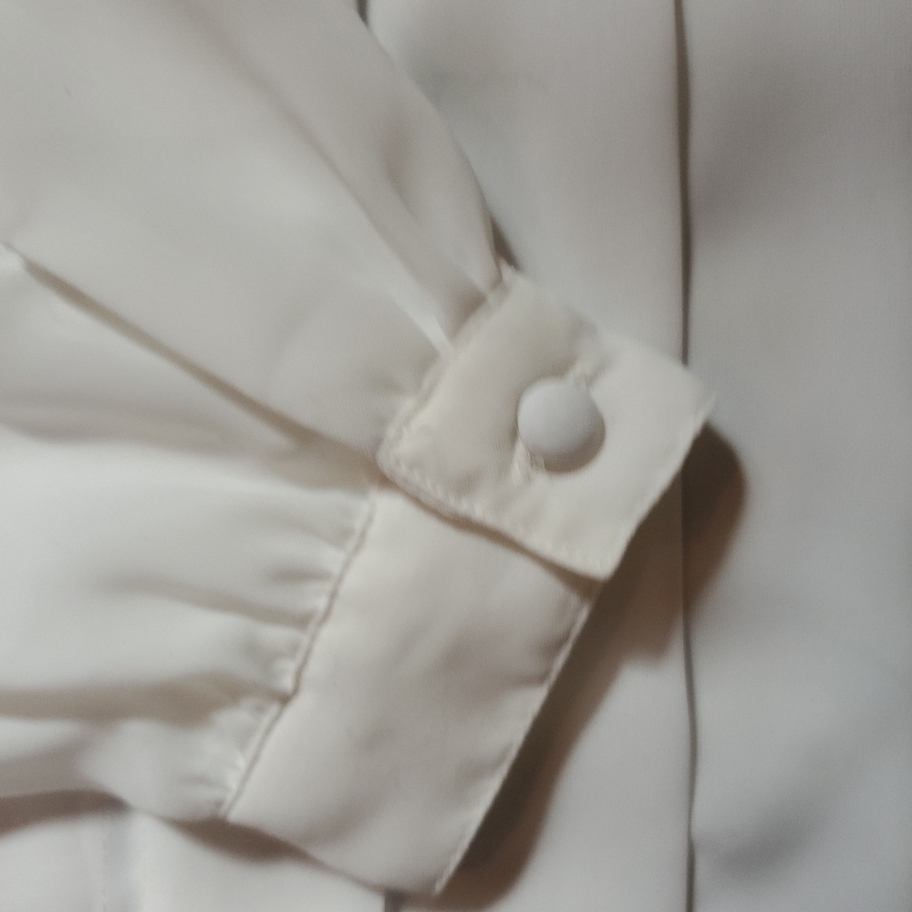 Vintage Nicola Blouse Size 4 Classic Semi-sheer Cream Ivory Button - Picture 3 of 8